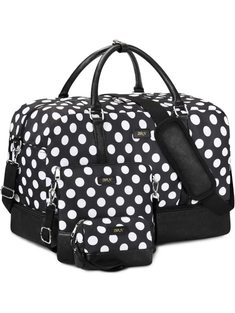 Waterproof 21'' Weekender Duffel Bag with Shoe Compartment & 3PCS Travel Set